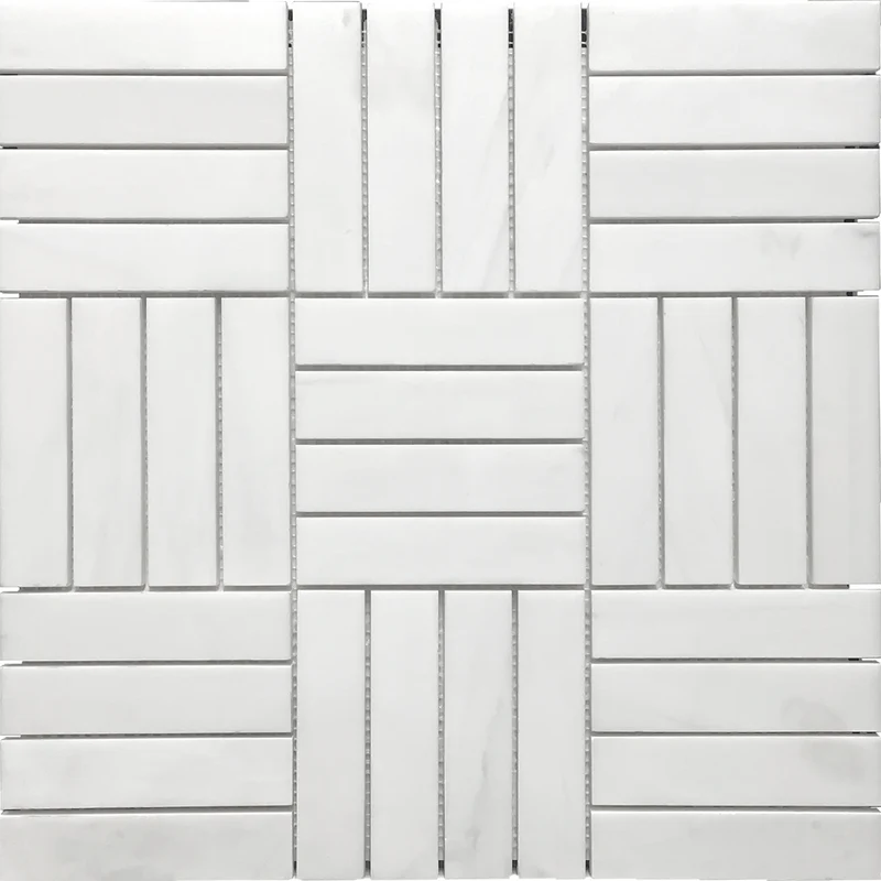 Sky White Double Stack Mosaic 1" x 4" 